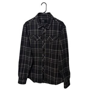 Magpul Brodie Flannel Shirt Mens Large Gray Black Plaid Wool Blend Snap Button